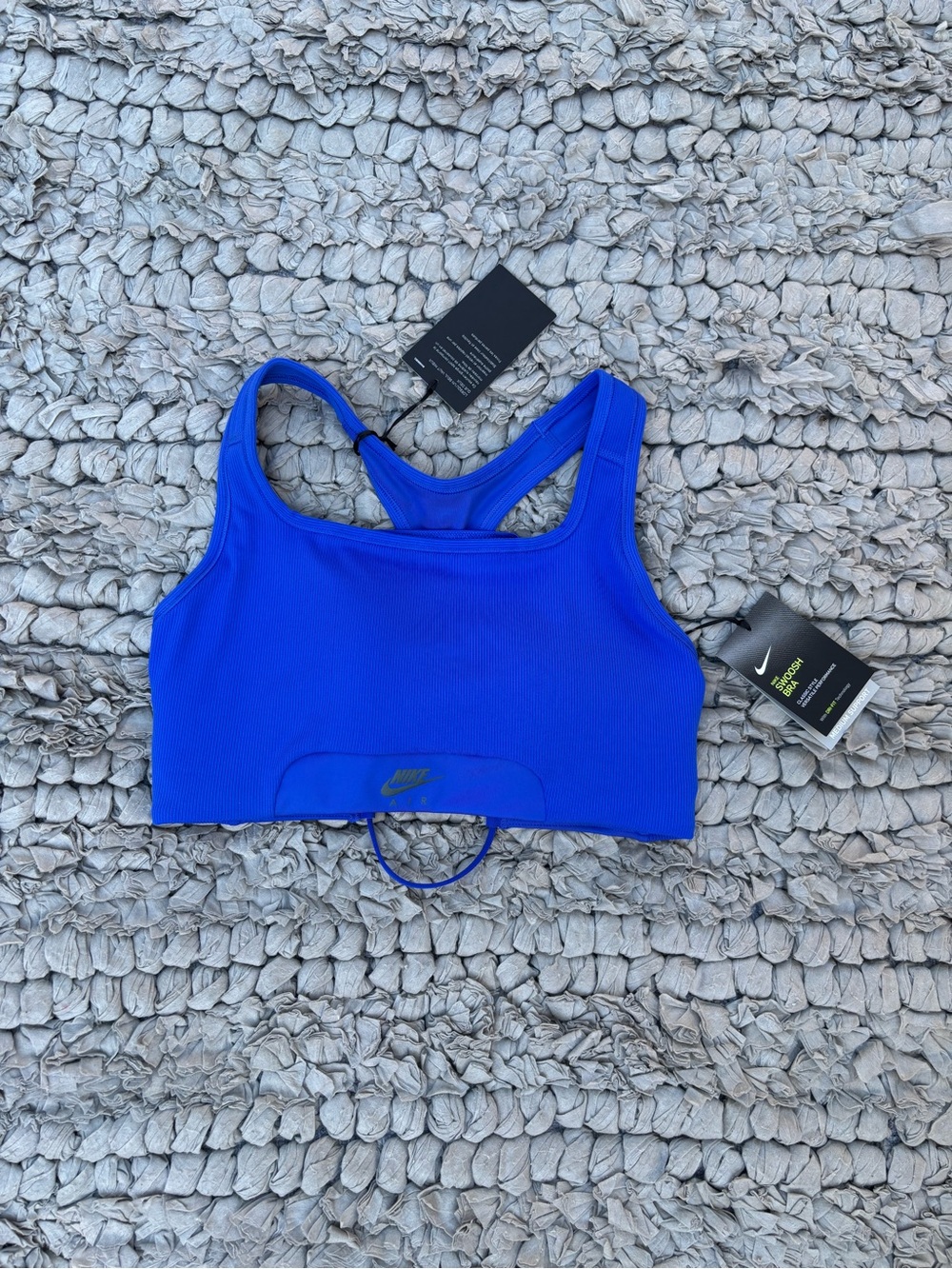 New Nike Blue Ribbed Medium-Support Swoosh Sports Bra